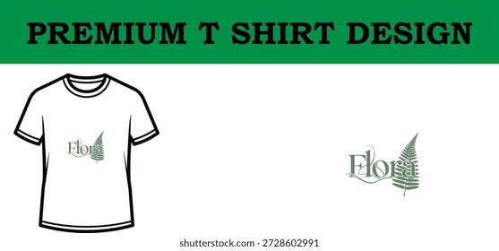 High-quality vector illustration of a premium typography t shirt design featuring a stylish floral logo, perfect for branding, apparel printing, and commercial use with a clean, scalable format.