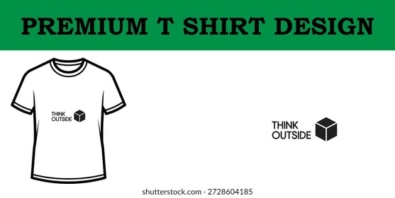 High-quality vector illustration of a premium typography t-shirt design featuring the motivational phrase 'Think Outside' with a creative box graphic, perfect for print-on-demand, branding, and apparel projects.