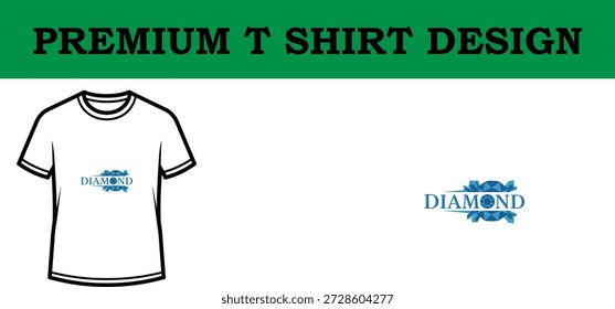 High-quality vector illustration of a premium typography t shirt design featuring a diamond logo, perfect for branding, merchandise, and print-on-demand projects with a clean, scalable aesthetic.