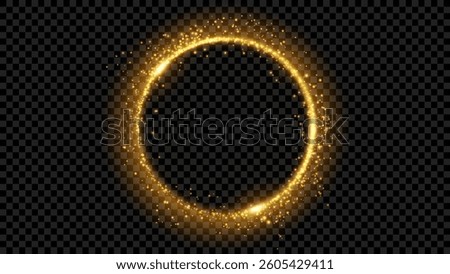 High-quality vector illustration of a radiant golden magic ring with sparkles. Ideal for fantasy themes, mystical designs, luxury branding, and magical elements.