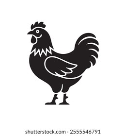 High-quality vector illustration of a rooster silhouette ideal for farm logos rural designs agricultural branding and poultry-related projects