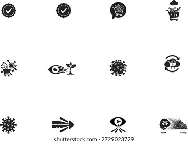 Ilustración vectorial de alta calidad de una partícula de virus de Carrito de compras y COVID-19, escalable para Web, impresión y Uso comercial con una estética limpia y moderna.