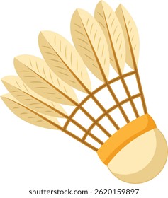 A high-quality vector illustration of a shuttlecock in a clean, flat design style.