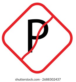 High-quality vector illustration of a “No Parking” sign, symbolizing parking restriction, traffic regulation. Fully editable vector suitable for print, web, digital projects.