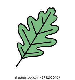 High-quality vector illustration of a single green oak leaf. Ideal for design projects, web graphics, and print materials.