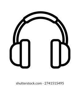 High-quality vector illustration of sleek black over-ear headphones with clean lines, perfect for music, tech, and audio-related designs.