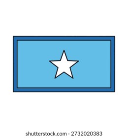 High-quality vector illustration of the Somali flag, featuring a light blue background with a white five-pointed star at the center, outlined in white.