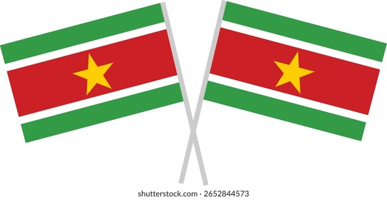 High-quality vector illustration of the Suriname map with its national flag design