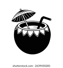 High-quality vector illustration of a tropical coconut on a clean white background. Ideal for exotic food, beach, tropical, and summer themes.