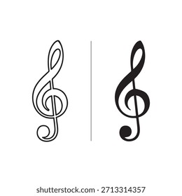 Ilustración vectorial de alta calidad de dos símbolos de clave de agudos, ideal para composiciones y diseños musicales.