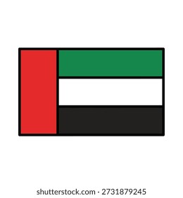 High-quality vector illustration of the United Arab Emirates flag, featuring the distinctive red, green, white, and black stripes and the vertical red stripe.