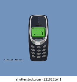 High-quality vector illustration of a vintage Nokia mobile phone, inspired by iconic 1990s and early 2000s models. This retro cellphone drawing captures the nostalgic charm of classic mobile