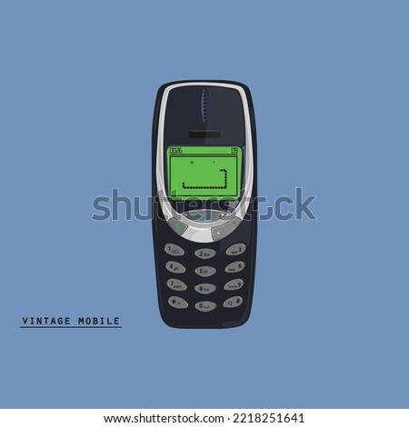 High-quality vector illustration of a vintage Nokia mobile phone, inspired by iconic 1990s and early 2000s models. This retro cellphone drawing captures the nostalgic charm of classic mobile