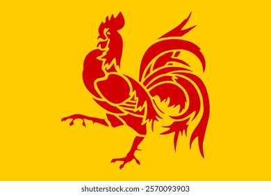 High-quality vector illustration of Wallonia, Belgium's official flag. Ideal for projects highlighting the region's rich cultural heritage, vibrant traditions, and unique identity