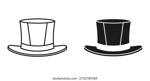 High-quality vector illustrations of classic top hats in two different styles. Perfect for design projects, branding, and digital art.