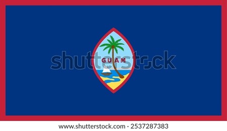 High-quality vector image of the Flag of Guam featuring the distinctive red and blue design with emblematic coconut tree and ocean scene. Perfect for patriotic, cultural, or historical design projects