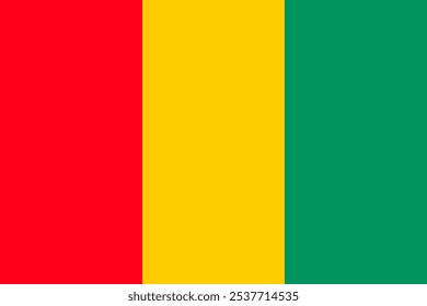 Imagen de Vector de alta calidad de la bandera de Guinea que muestra las vibrantes rayas rojas, amarillas y verdes. Perfecto para proyectos de diseño patriótico, cultural o histórico que capturan la esencia de Guinea