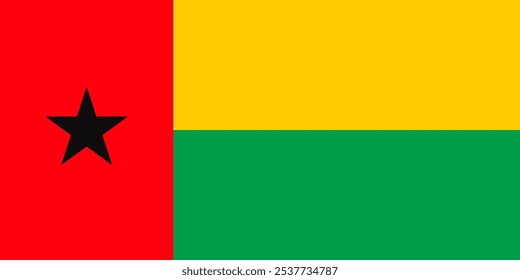 Imagen de Vector de alta calidad de la bandera de Guinea-Bissau con las llamativas rayas rojas, amarillas y verdes con una estrella negra. Ideal para proyectos de diseño patriótico que capturan la esencia de Bissau