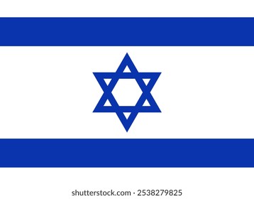 Imagen de Vector de alta calidad de la bandera de Israel con la icónica estrella azul de David sobre un fondo blanco con rayas azules. Perfecto para proyectos de diseño patriótico, cultural o histórico