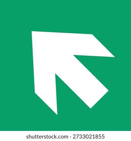 High-quality vector of an ISO 7010-E005 diagonal up-left arrow. A vital component for architectural safety plans, providing clear directional guidance for stairways and angled exits in industrial and commercial spaces.