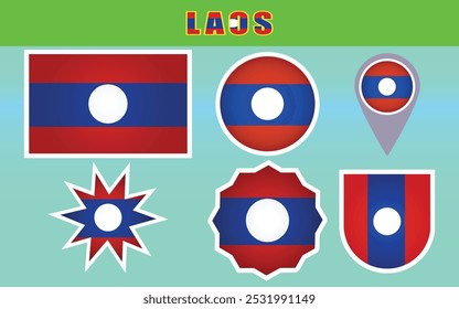 High-quality vector of the National Flag of Laos, featuring the red, blue, and white design with a central white disc. Perfect for patriotic, educational, and cultural projects.