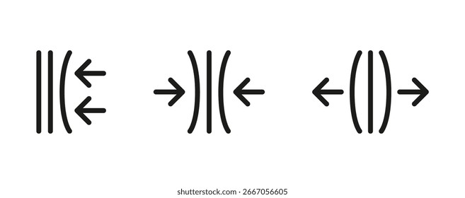 High-quality vector set of elastics and compression arrow icons.