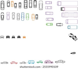 A high-quality vector set of transport icons including cars, buses, and more. Perfect for web design, mobile apps, infographics, and transportation-related projects. Scalable and fully editable.