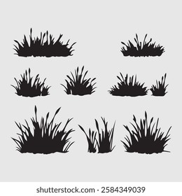 High-quality vector silhouette of grass, perfect for nature-themed designs, landscaping illustrations, outdoor backgrounds, and eco-friendly branding