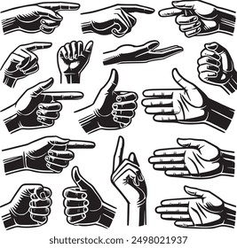 High-Quality Vector Silhouettes of Hand Gestures - Suitable for Graphic Design