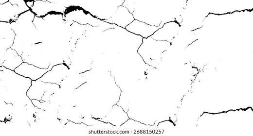 Textura vetorial de alta qualidade com rachaduras e fraturas por danos causados pelo terremoto em superfícies de terra, piso e parede em preto, branco e cinza, ideal para simulações de desastres naturais e rachaduras angustiadas