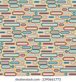 High-quality vintage seamless pattern with rounded geometric shapes. Vector seamless pattern background.