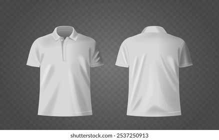 Alta Qualidade Camisa Polo Branco 3d Vetor Mockup Exibindo Ambas As Vistas Dianteira E Traseira, Ideal Para Design De Moda