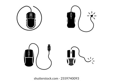 High-Quality Wired Computer Mouse Vectors for Graphic Artists, computer mouse, mouse clipart, computer accessories, tech gadgets, tech clipart, minimalist design, visual assets