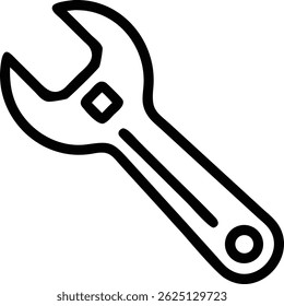 High-quality wrench icon, isolated on white background, perfect for tool kits, repair services, or DIY projects.