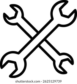 High-quality wrench icon, isolated on a white background, perfect for mechanical, engineering, or DIY projects.
