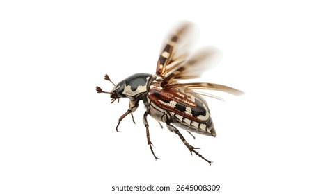 High-Res Flying Varied Carpet Beetle (Anthrenus Verbasci) Isolated on White