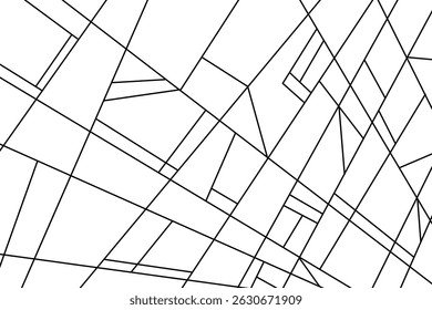 A high-resolution abstract geometric illustration featuring intersecting black lines forming irregular polygonal shapes on a white background. minimalist line art design