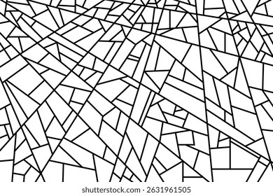 A high-resolution abstract geometric illustration featuring intersecting black lines forming irregular polygonal shapes on a white background. minimalist line art design