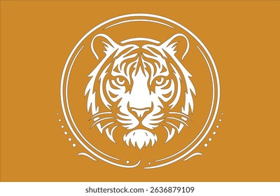 High-resolution badge-style logo featuring bold tiger head and space for custom calligraphy text. Strong and stylish.