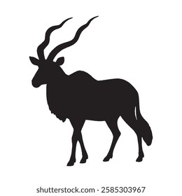 High-Resolution Black Addax Silhouette for Screen Printing - Addax Vector - Addax Illustration