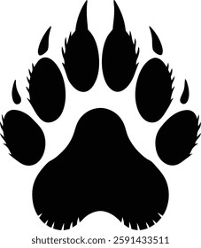 High-Resolution Black Bear Paw Print Silhouette - Wildlife Tracking and Animal Identification Icon - Ideal for Educational and Conservation Purposes, Nature Exploration, and Outdoor Adventure