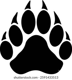 High-Resolution Black Bear Paw Print Silhouette - Wildlife Tracking and Animal Identification Icon - Ideal for Educational and Conservation Purposes, Nature Exploration, and Outdoor Adventure