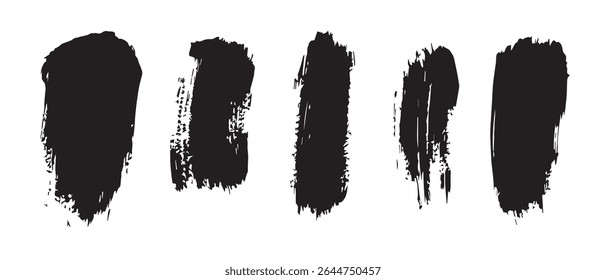 Texturas de trazo de pincel de tinta negra de alta resolución perfectas para proyectos de diseño.