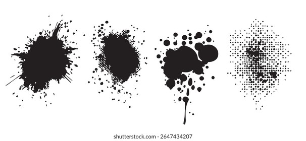 Texturas de salpicaduras de tinta negra de alta resolución perfectas para proyectos de diseño.