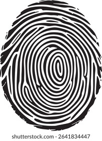 A high-resolution black and white fingerprint design in EPS vector format. Perfect for biometric ID, forensic design, and security-themed projects. Editable lines, clean curves, and isolated on white 