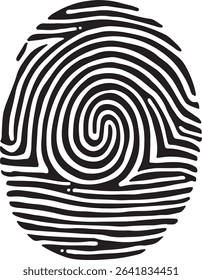 A high-resolution black and white fingerprint design in EPS vector format. Perfect for biometric ID, forensic design, and security-themed projects. Editable lines, clean curves, and isolated on white 