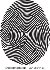 A high-resolution black and white fingerprint design in EPS vector format. Perfect for biometric ID, forensic design, and security-themed projects. Editable lines, clean curves, and isolated on white 
