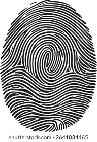 A high-resolution black and white fingerprint design in EPS vector format. Perfect for biometric ID, forensic design, and security-themed projects. Editable lines, clean curves, and isolated on white 