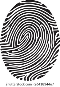 A high-resolution black and white fingerprint design in EPS vector format. Perfect for biometric ID, forensic design, and security-themed projects. Editable lines, clean curves, and isolated on white 