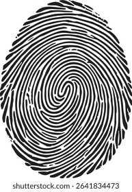 A high-resolution black and white fingerprint design in EPS vector format. Perfect for biometric ID, forensic design, and security-themed projects. Editable lines, clean curves, and isolated on white 